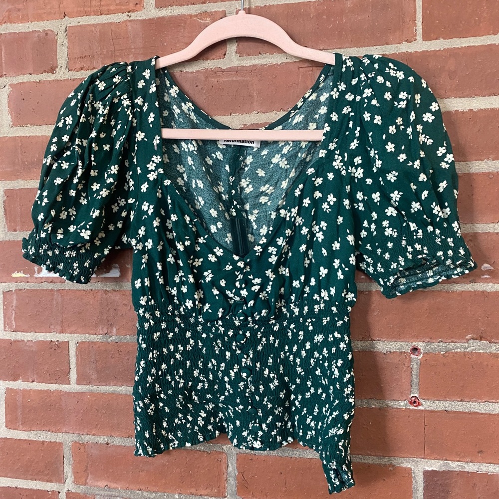Green Floral Blouse